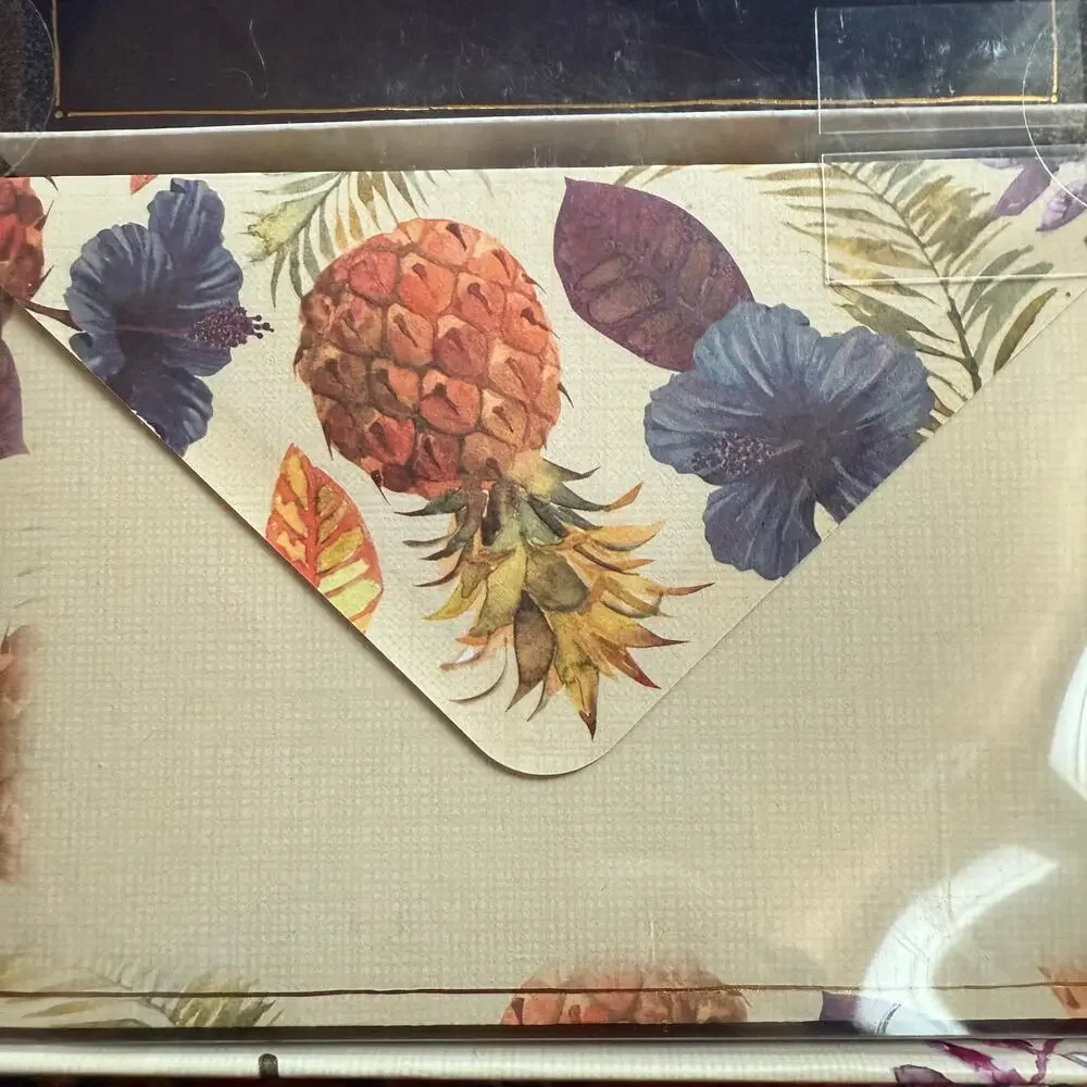 Set of 12 Punch Studio Dark Blue Cards, Gold‎ Pineapple THANK YOU Note Cards